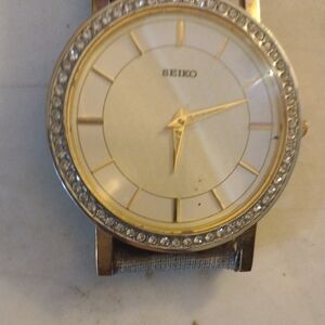 Seiko Two-Tone Watch with Crystal Bezel